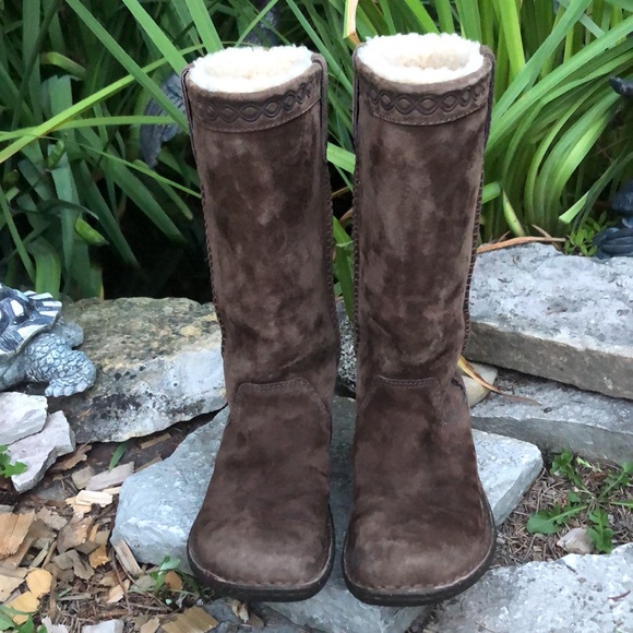 Ugg Boots-Tall Suede Uppers-Chocolate Brown-Sz 5 - Picture 3 of 17